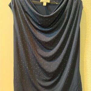 dressbarn Black Draped Tunic with Silver Studs